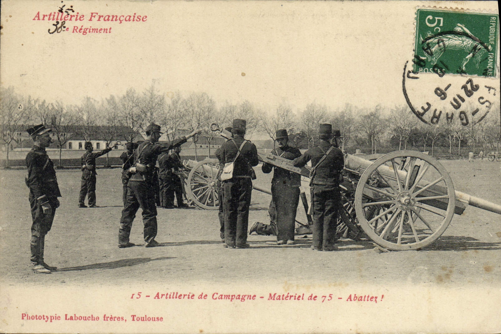 CPA Militaria Artillerie de campagne Materiel de 75 