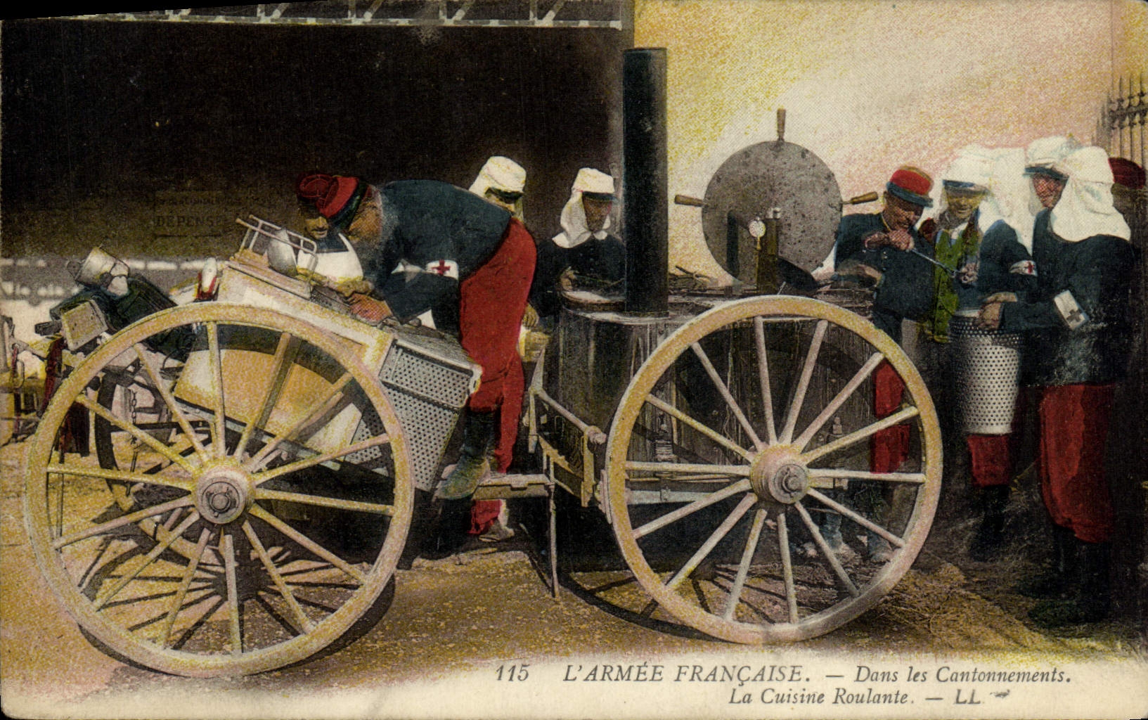 VINTAGE POSTCARD Militaria In quarterings Travelling kitchen