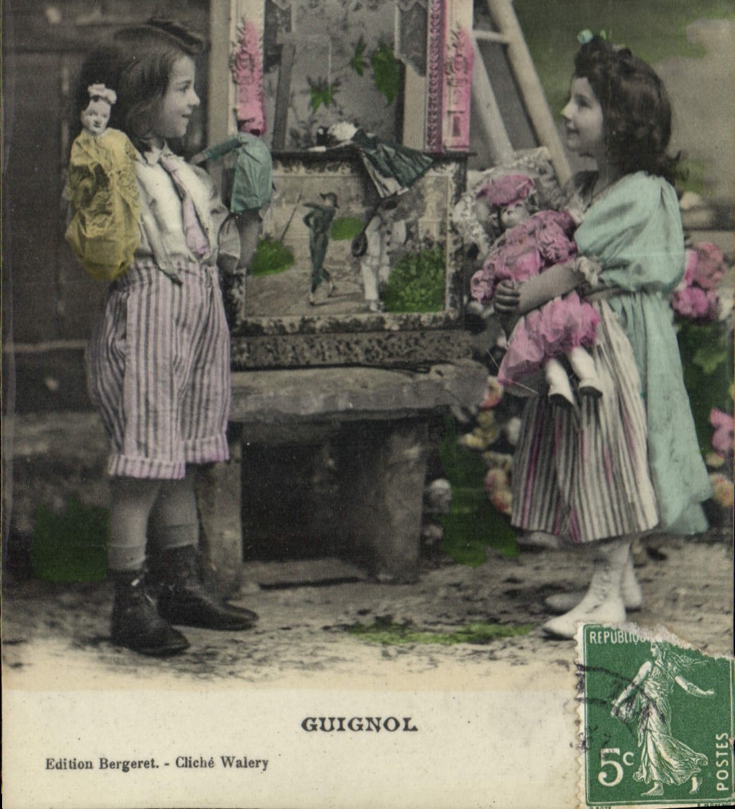 VINTAGE POSTCARD Theater Puppet Children