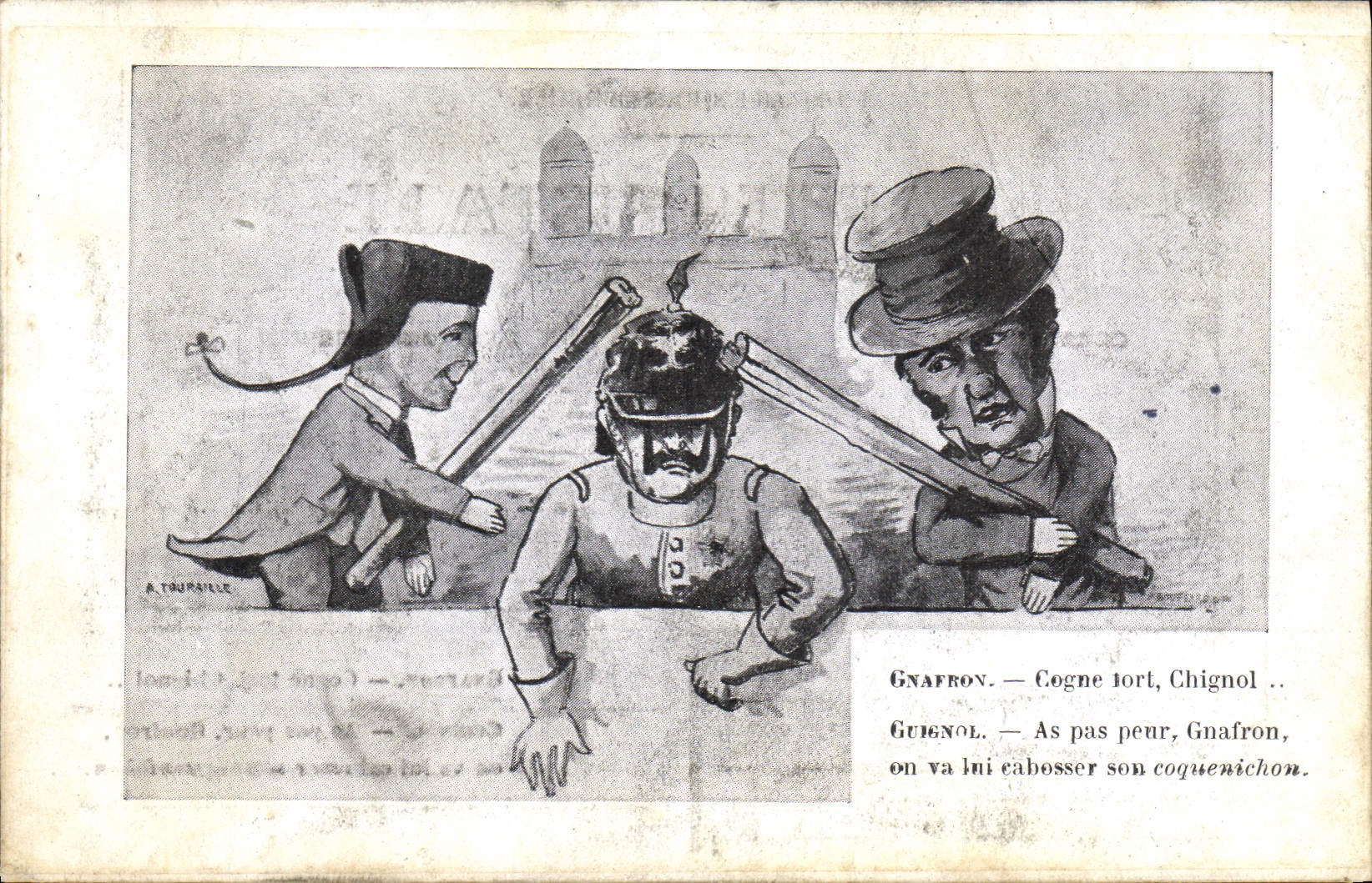 VINTAGE POSTCARD recto back Theater Gnafron Puppet