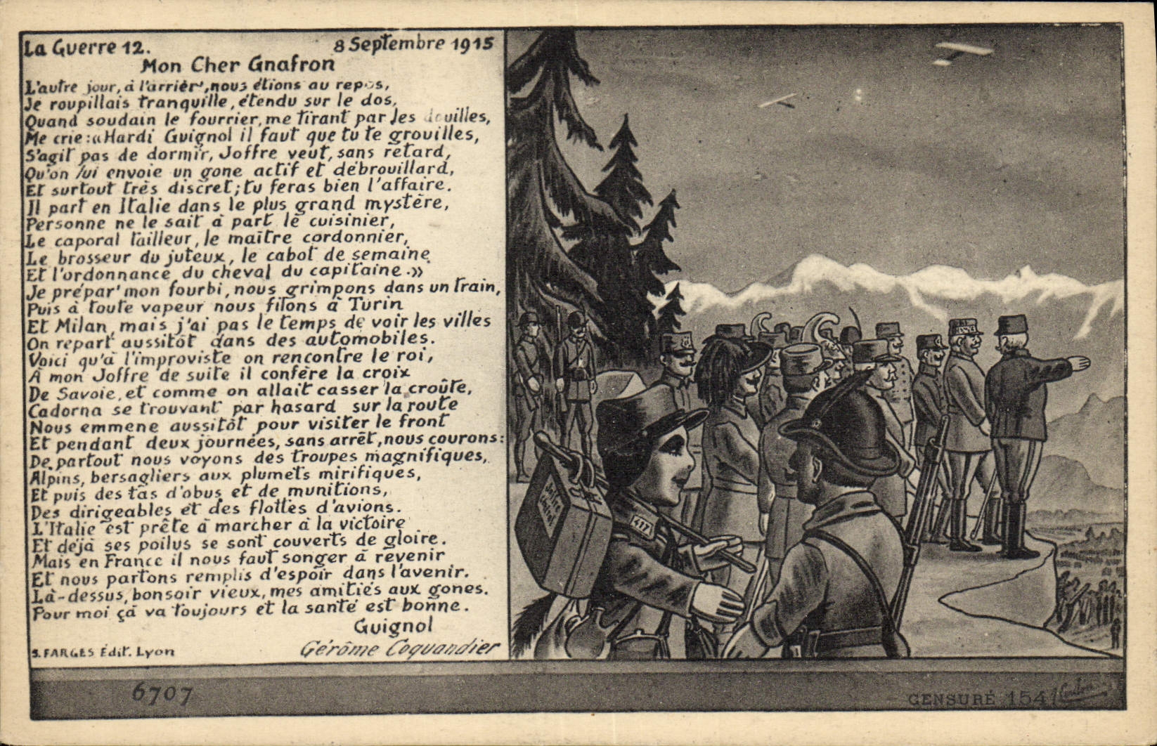 VINTAGE POSTCARD Theater Puppet My dear Gnafron Militaria