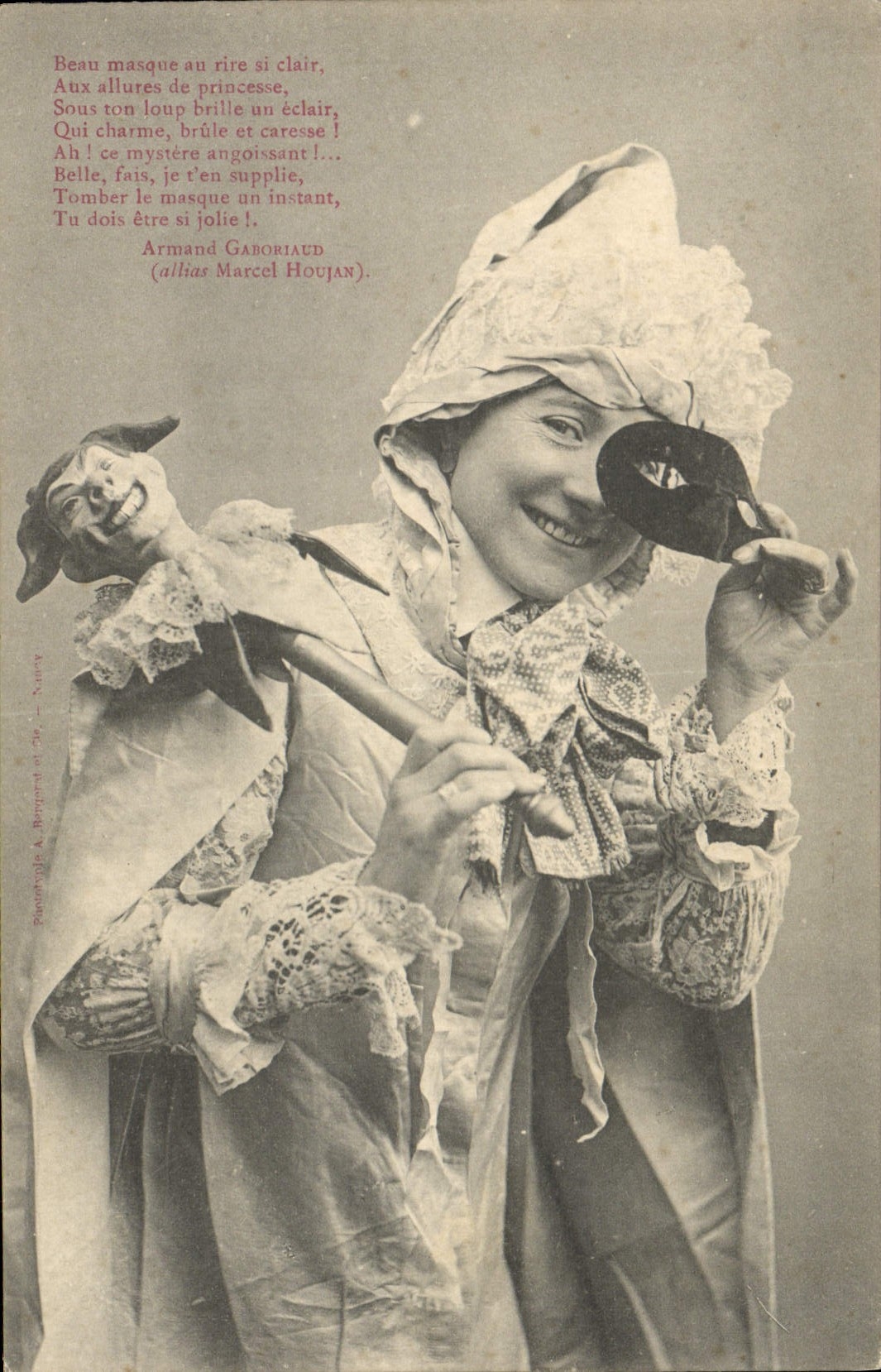 VINTAGE POSTCARD Theater Beautiful masks Diable