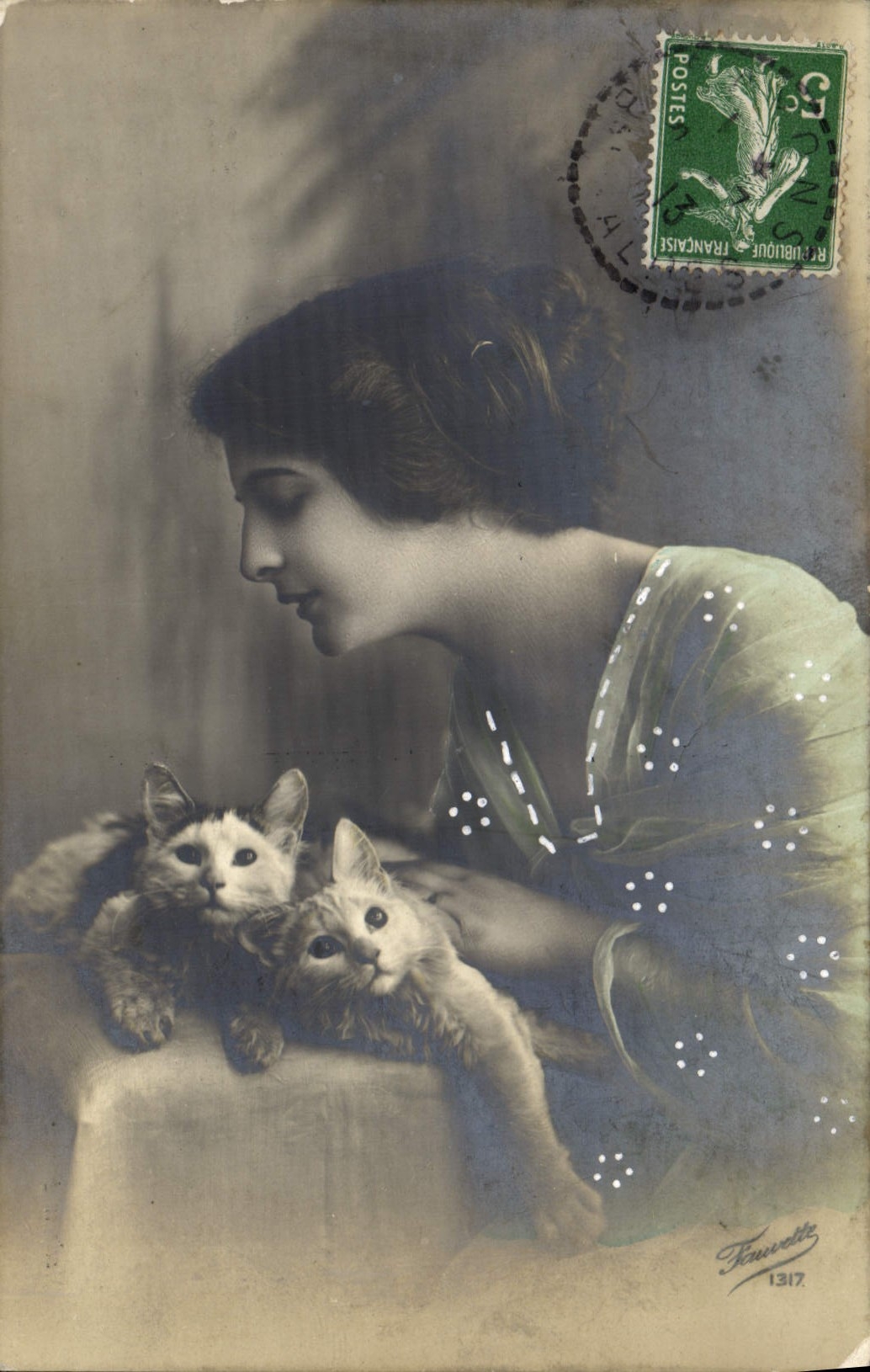 CPA Chat Chats Chaton Femme