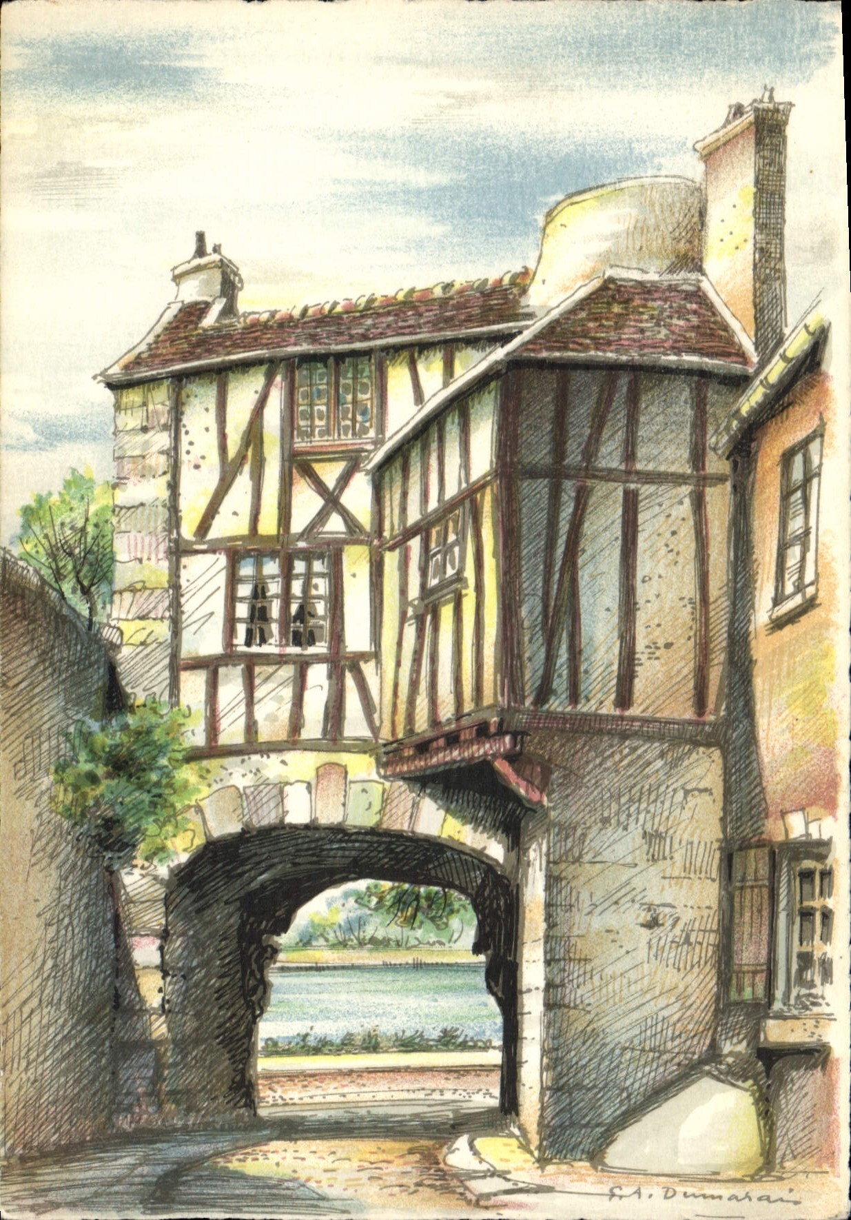 Ilustrador Barday Mantes de la fantasía de la POSTAL de la VENDIMIA la puerta con los sacerdotes