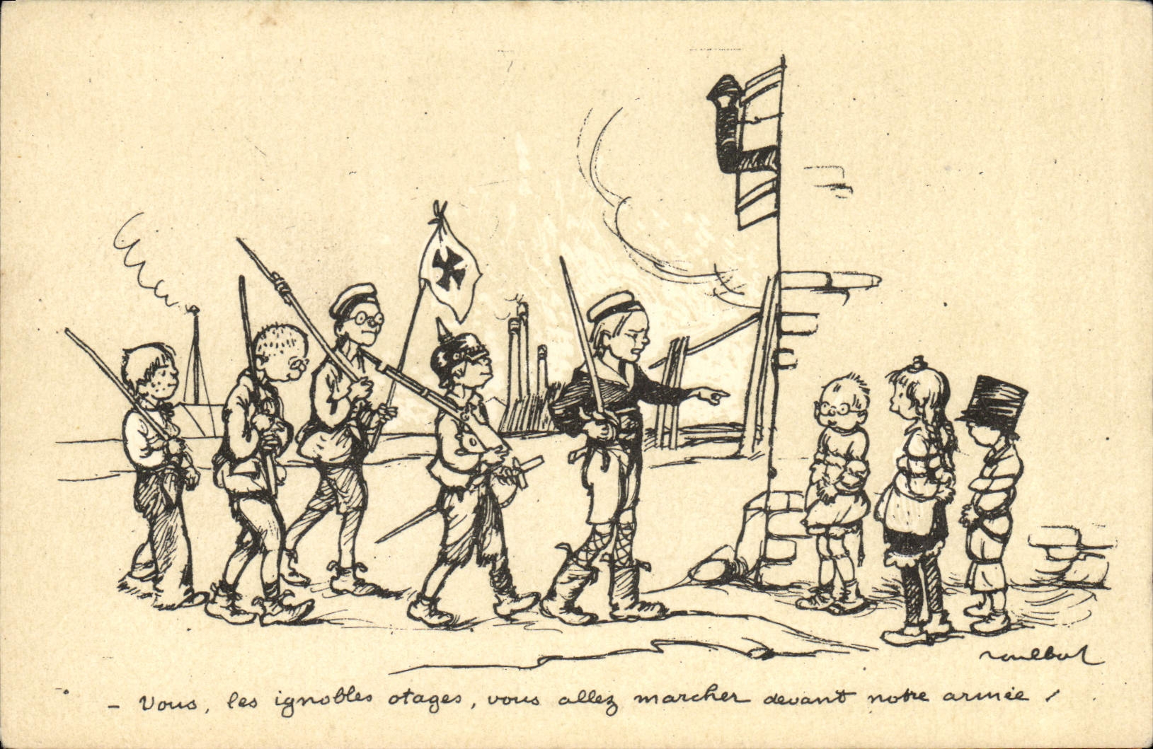 CPA Fantaisie Illustrateur Poulbot Militaria