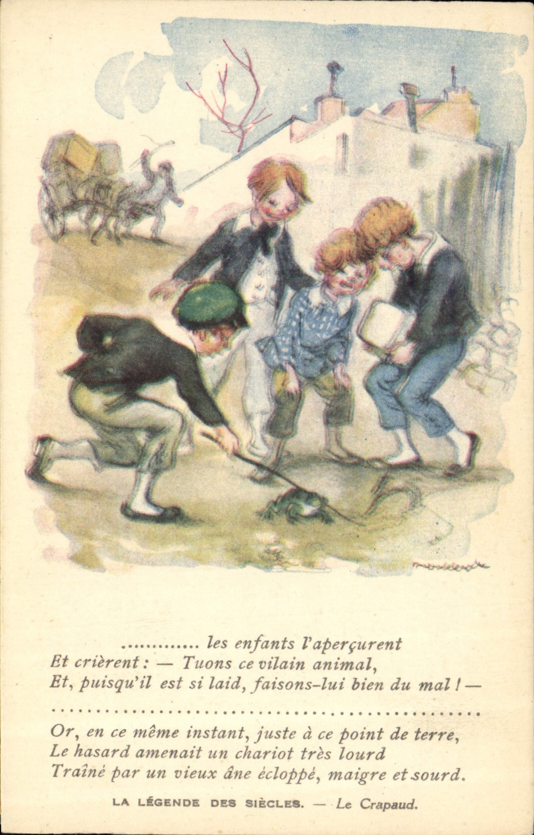 CPA Fantaisie Illustrateur Poulbot Victor Hugo La legende des siecles Le Crapaud Grenouille