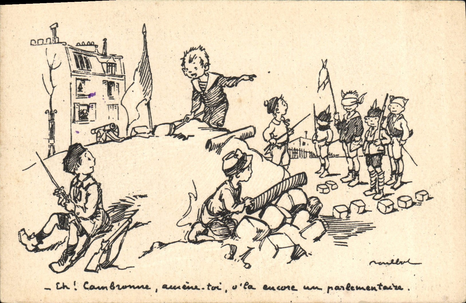 CPA Fantaisie Illustrateur Poulbot Militaria