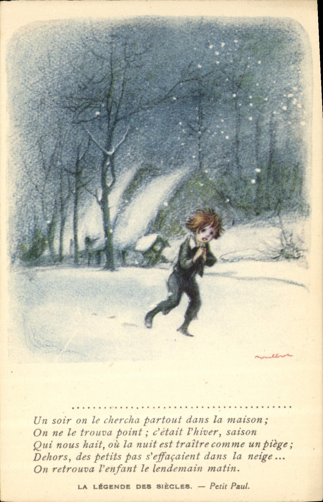 CPA Fantaisie Illustrateur Poulbot Victor Hugo La legende des siecles Petit Paul