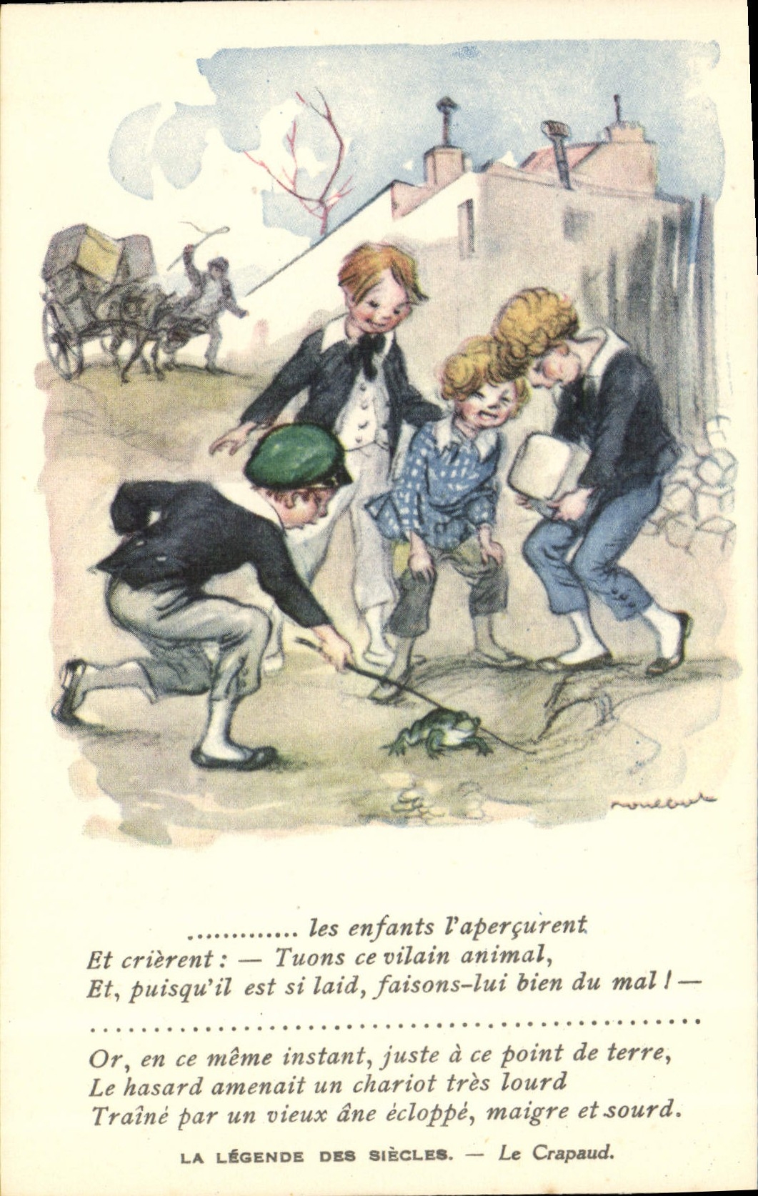 CPA Fantaisie Illustrateur Poulbot Victor Hugo La legende des siecles Le Crapaud Grenouille 