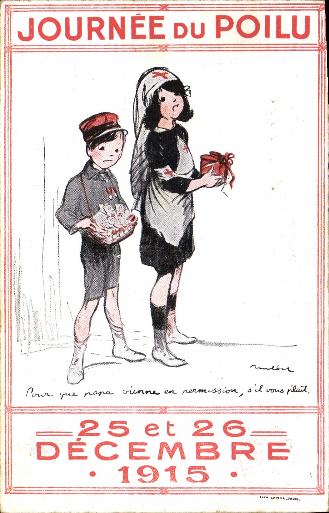 CPA Fantaisie Illustrateur Poulbot Journee du Poilu 25 et 26 decembre 1915