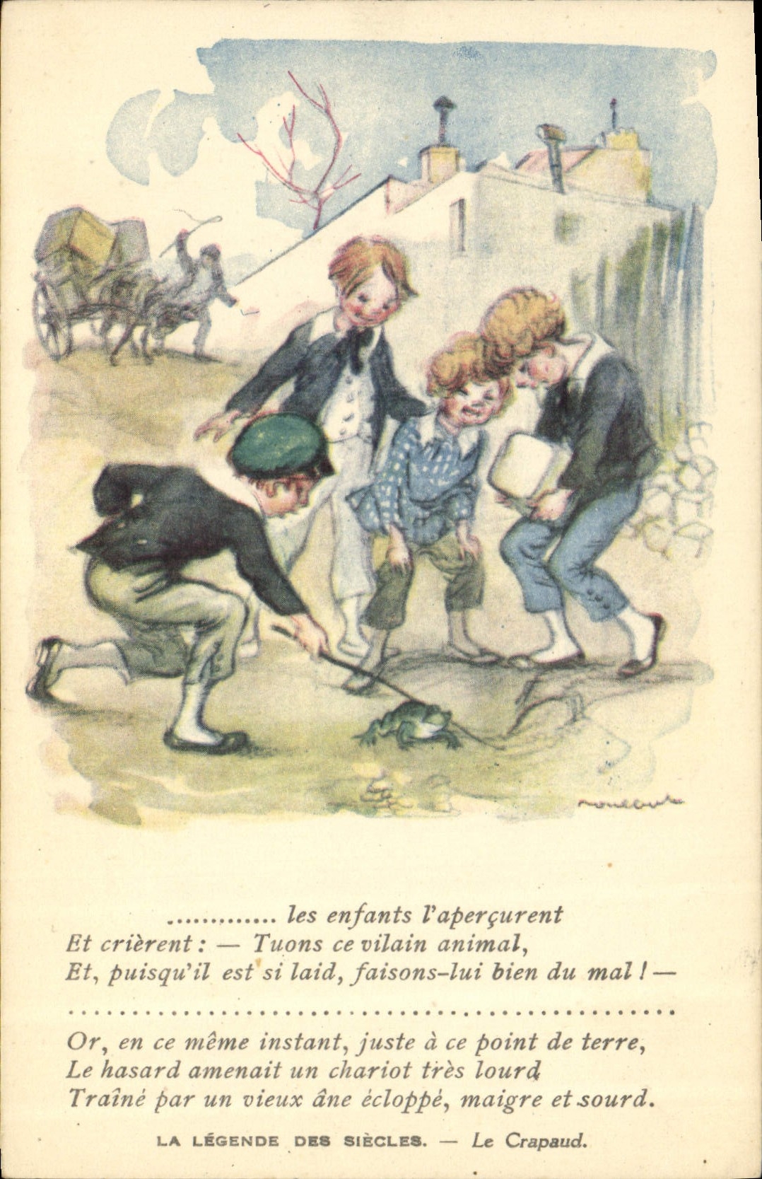 CPA Fantaisie Illustrateur Poulbot Victor Hugo La legende des siecles Le Crapaud Grenouille