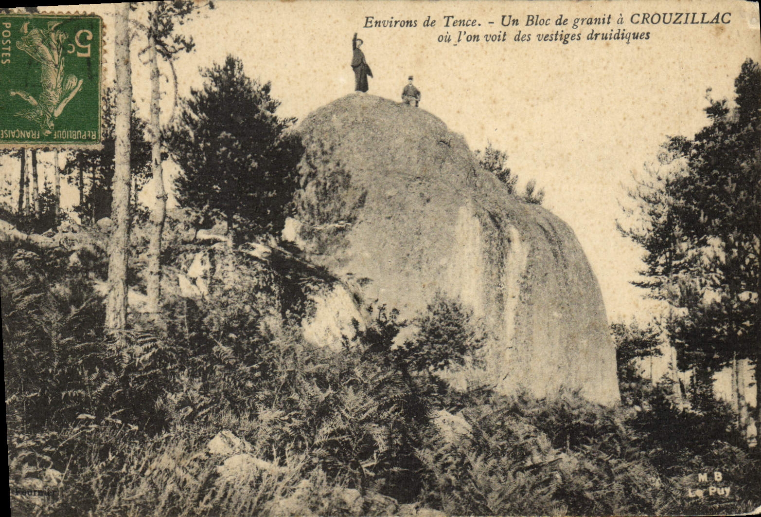 CPA Dolmen Menhir Environs de Tence Un bloc de granit a Crouzillac Vestiges druidiques