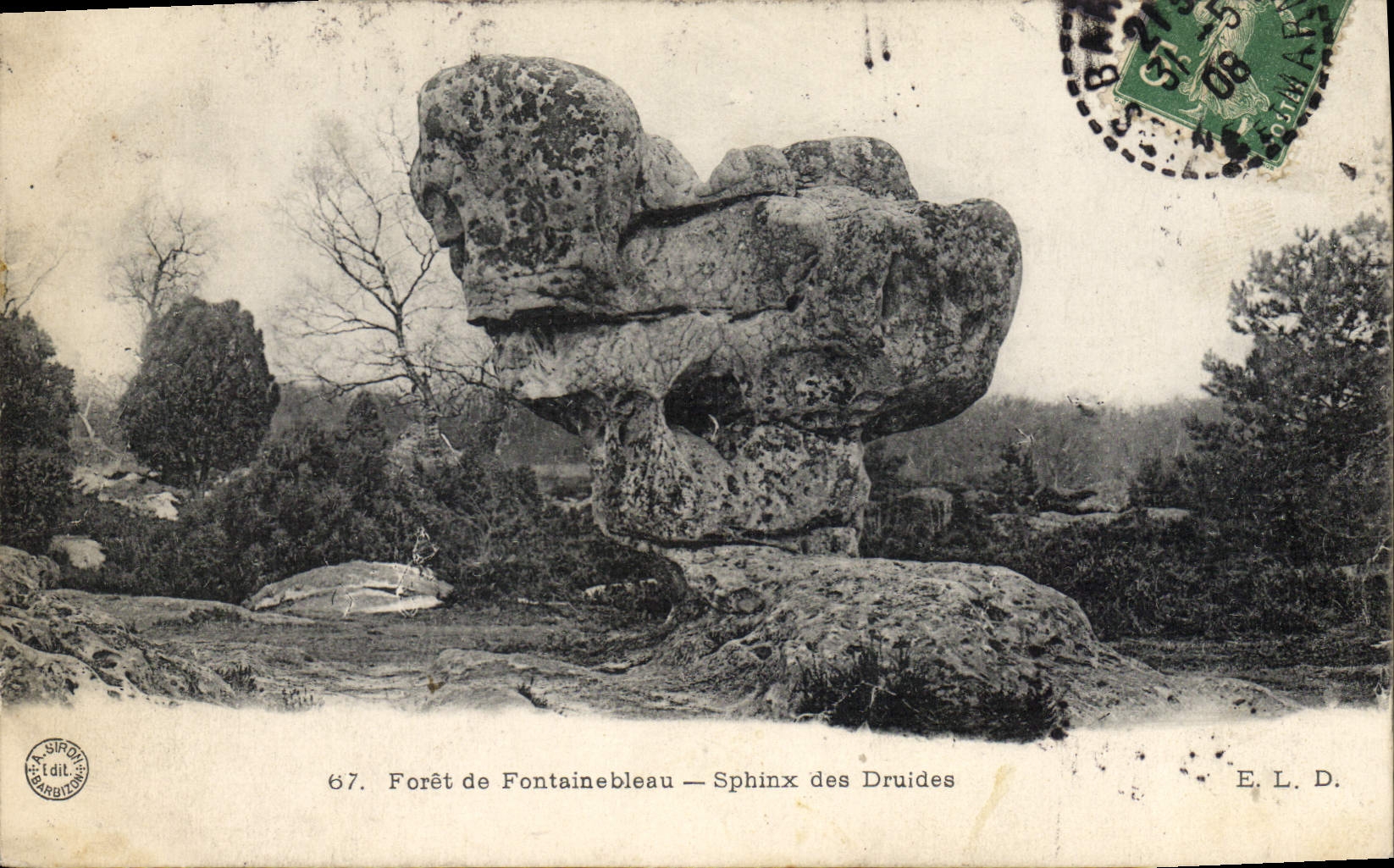 VINTAGE POSTCARD Dolmen Menhir Drill of Fontainebleau Sphinx of the druids