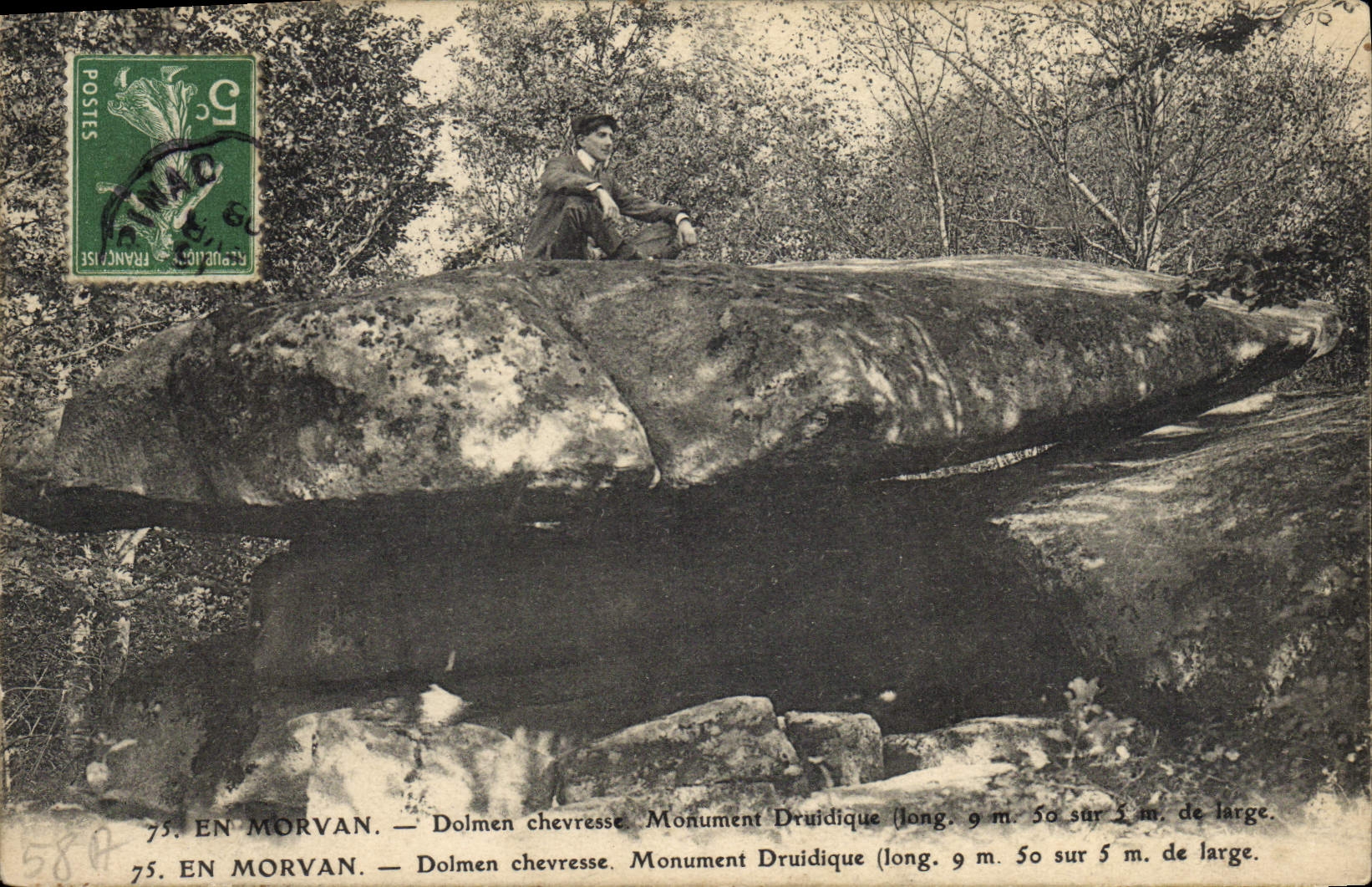 VINTAGE POSTCARD Dolmen Menhir Morvan Dolmen Chevresse Monument druidic
