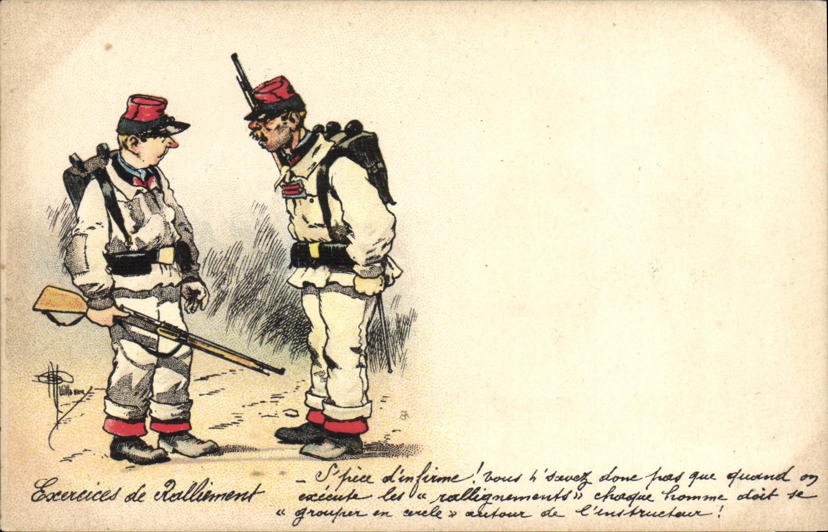 VINTAGE POSTCARD Militaria Exercises of rallying