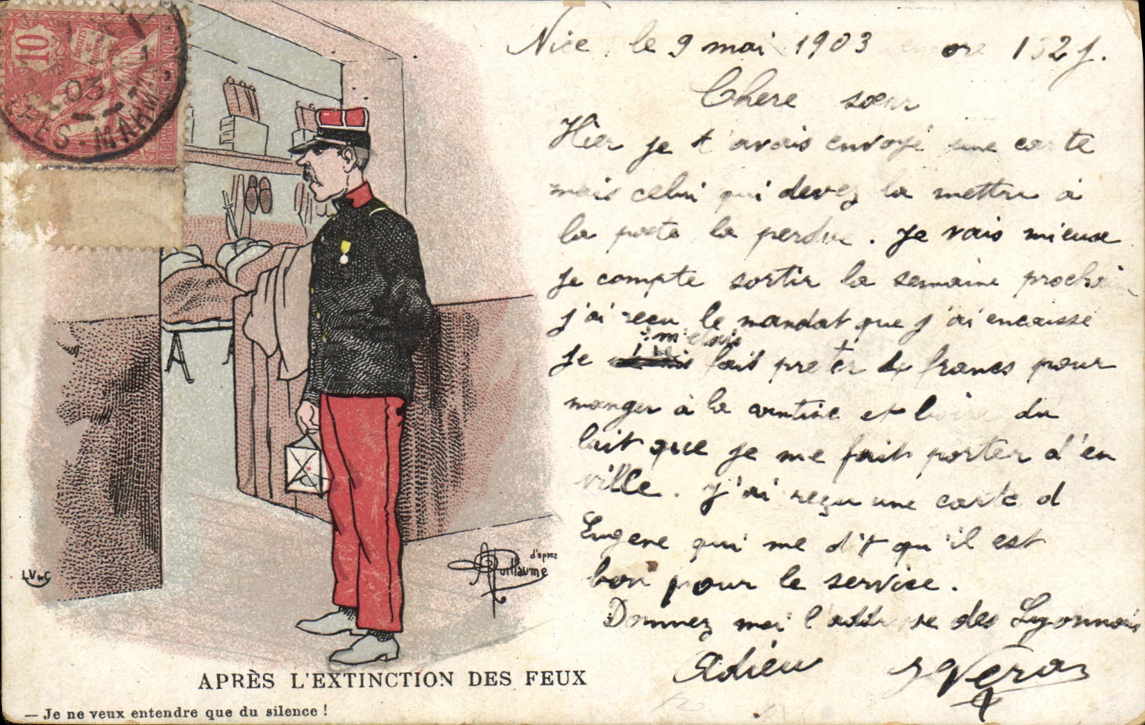 VINTAGE POSTCARD Militaria After the extinction of fires