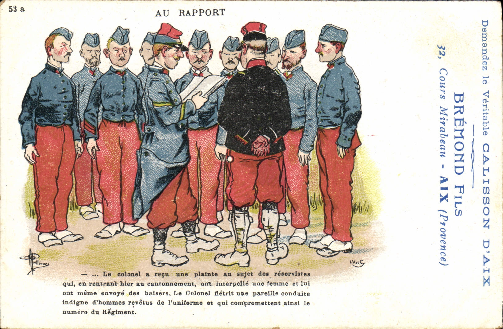CPA Militaria Au rapport