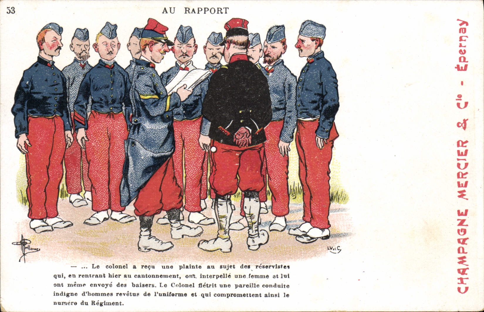 CPA Militaria Au rapport