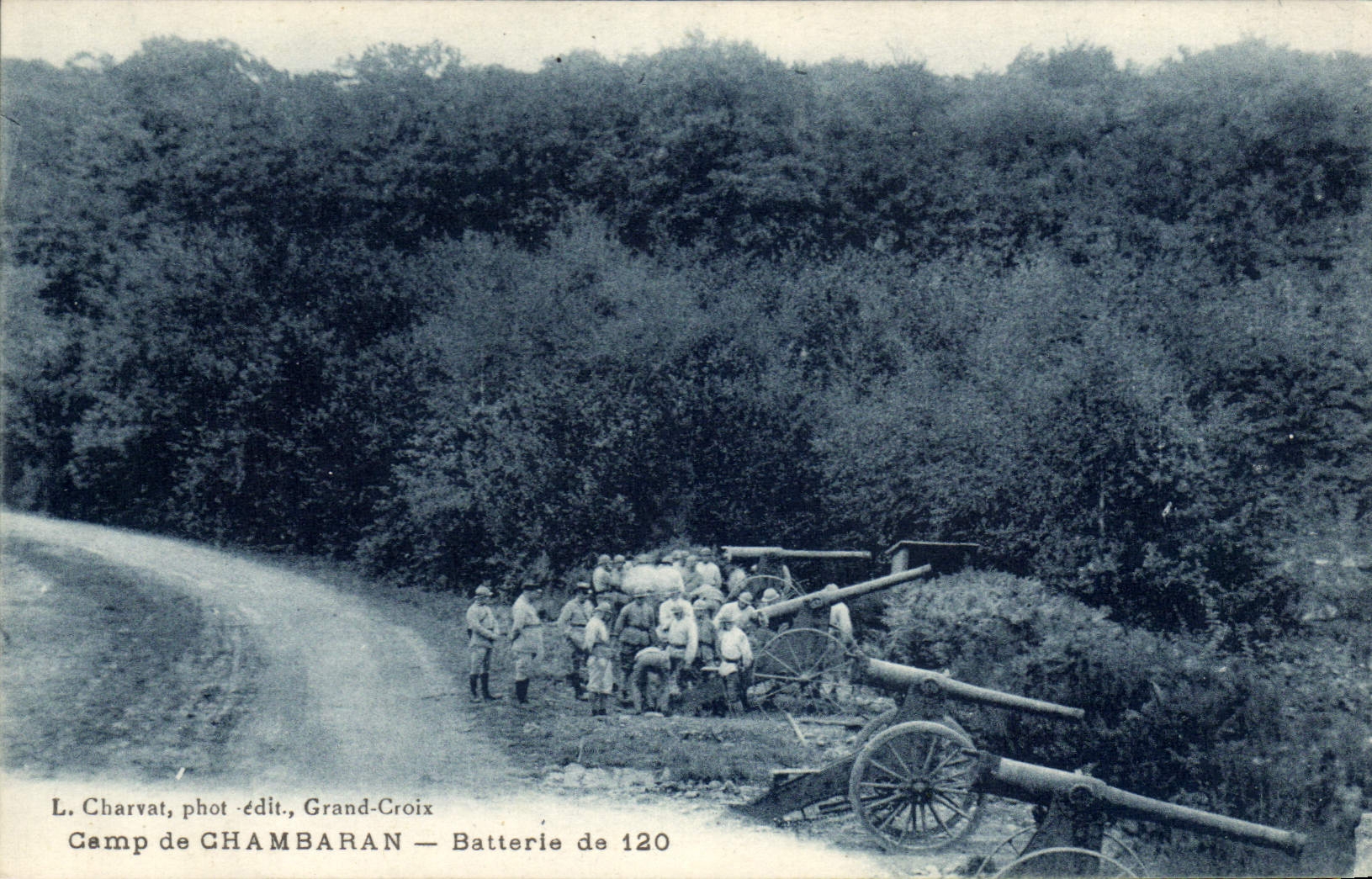 CPA Militaria Camp de Chambaran Batterie de 120