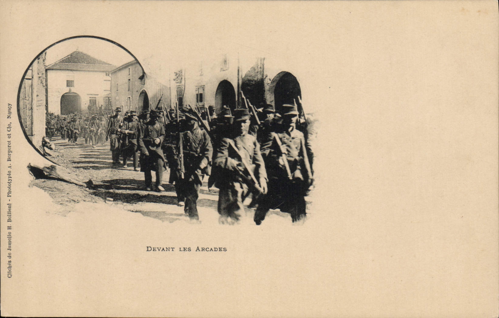 VINTAGE POSTCARD Militaria In front of the arcades