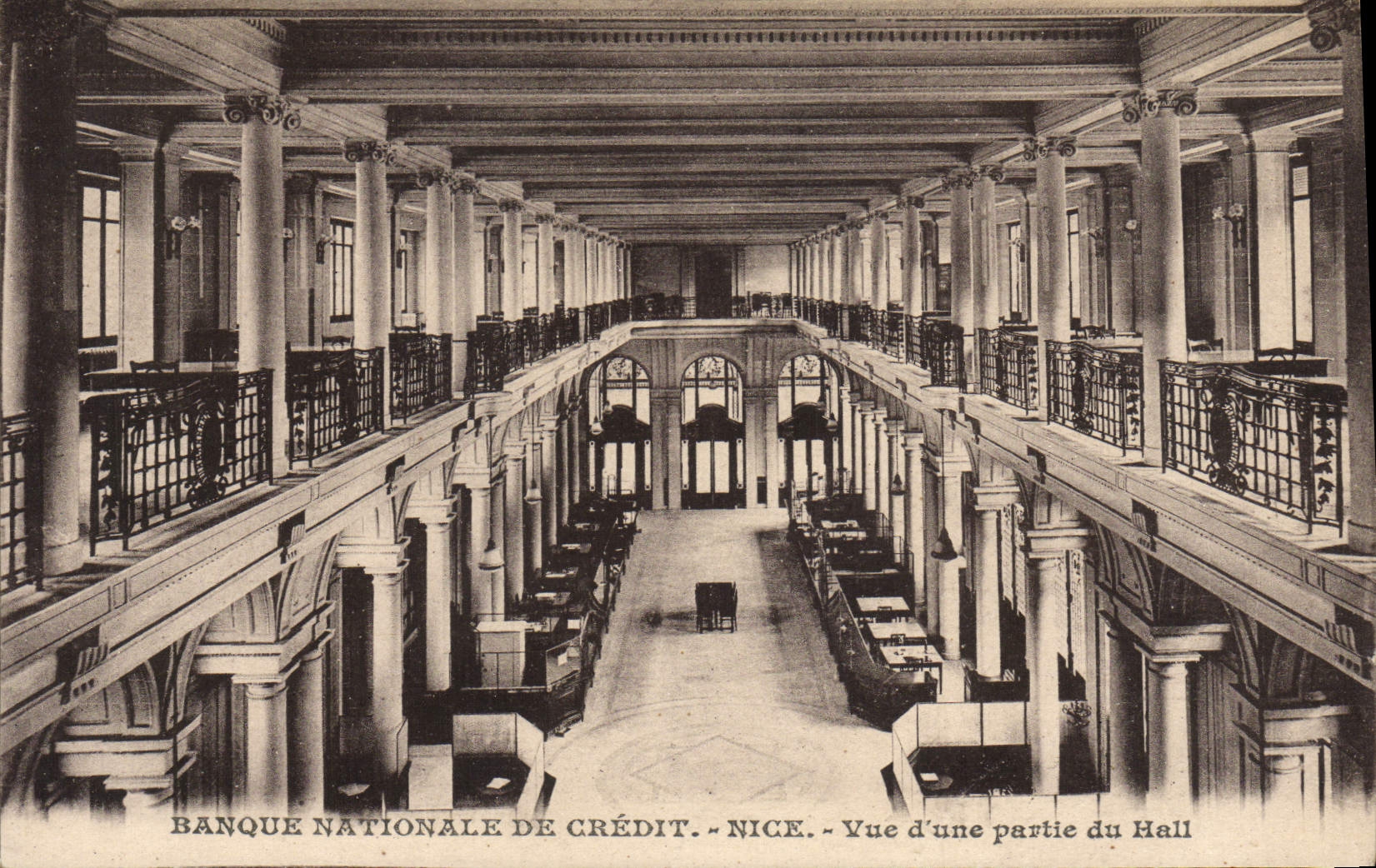 VINTAGE POSTCARD National Bank of Nice Credit Seen of part of the Hall