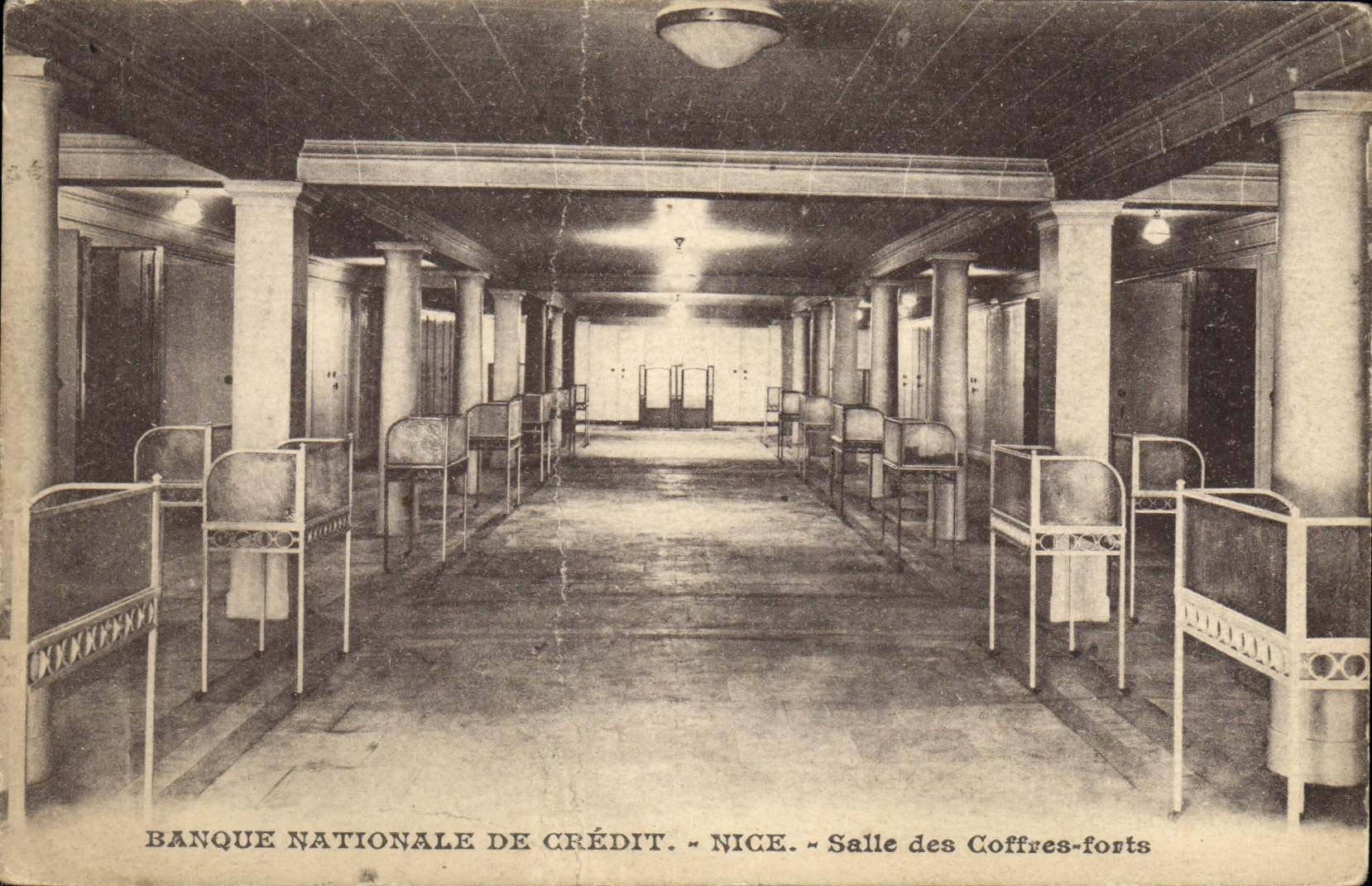 VINTAGE POSTCARD National Bank of Credit Nice Strong Strongroom