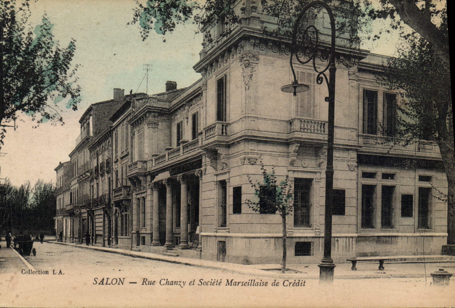 VINTAGE POSTCARD Bank Living room Street Chanzy and Marseilles Societe of Credit
