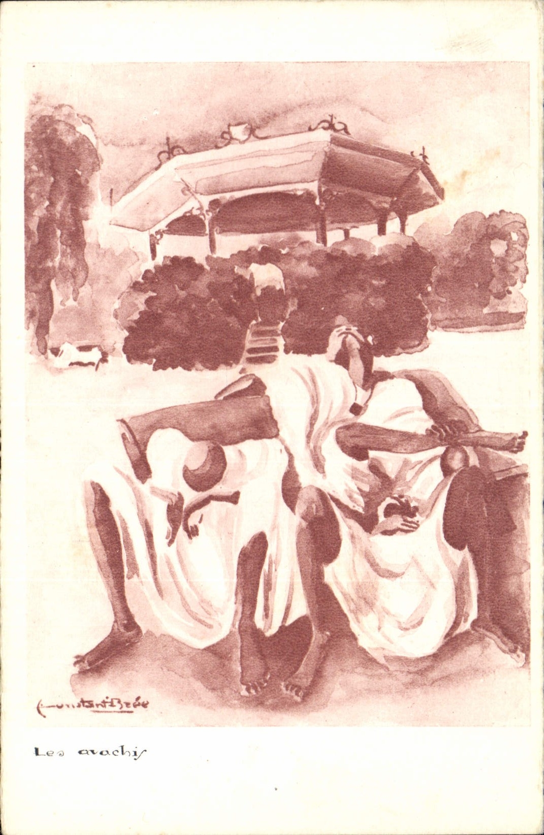 VINTAGE POSTCARD Fantasy Illustrator softened Africa