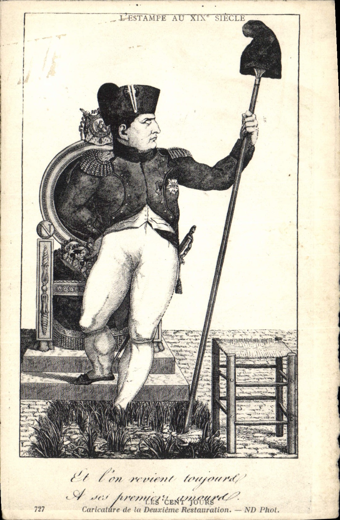 VINTAGE POSTCARD Napoleon 1st Caricature of the Second Restoration