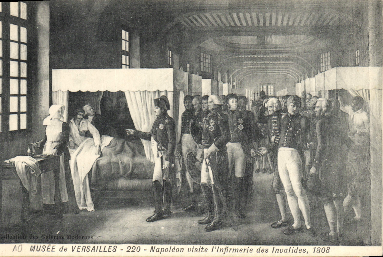 VINTAGE POSTCARD Napoleon 1st visit the infirmary of the Invalids 1808 Museum of Versailles
