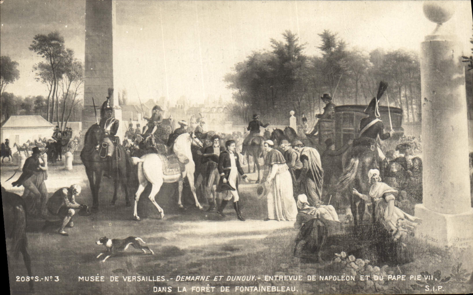 VINTAGE POSTCARD Napoleon 1st Museum of Versailles Demarne and Dunouy Pope VII Drill of Fontainebleau