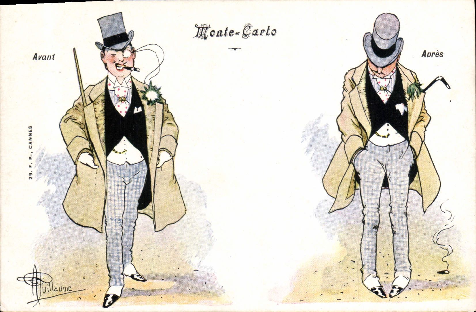 VINTAGE POSTCARD Fantasy Illustrator Albert Guillaume Monte Carlo Monaco