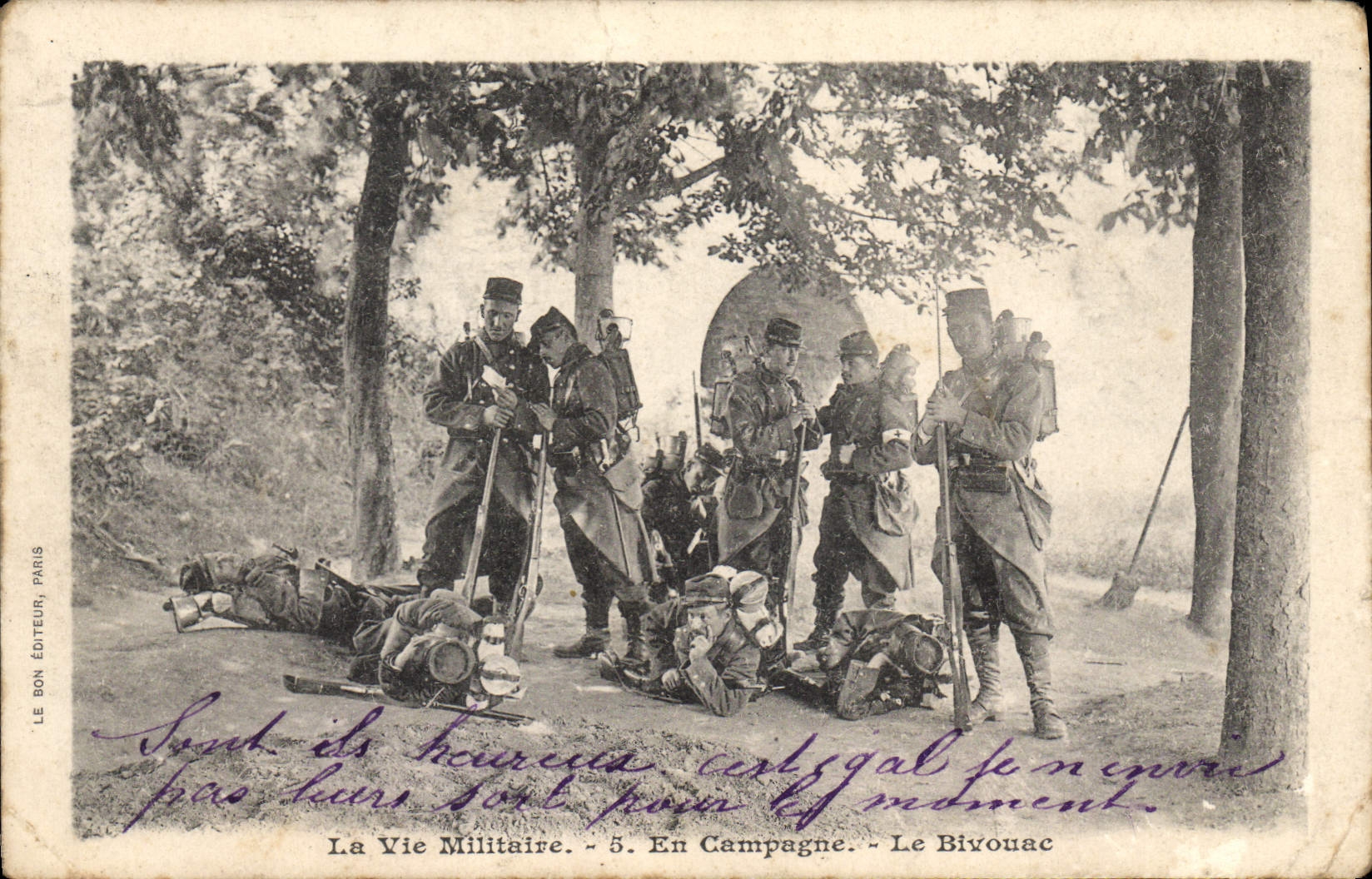 VINTAGE POSTCARD Militaria In shift the bivouac