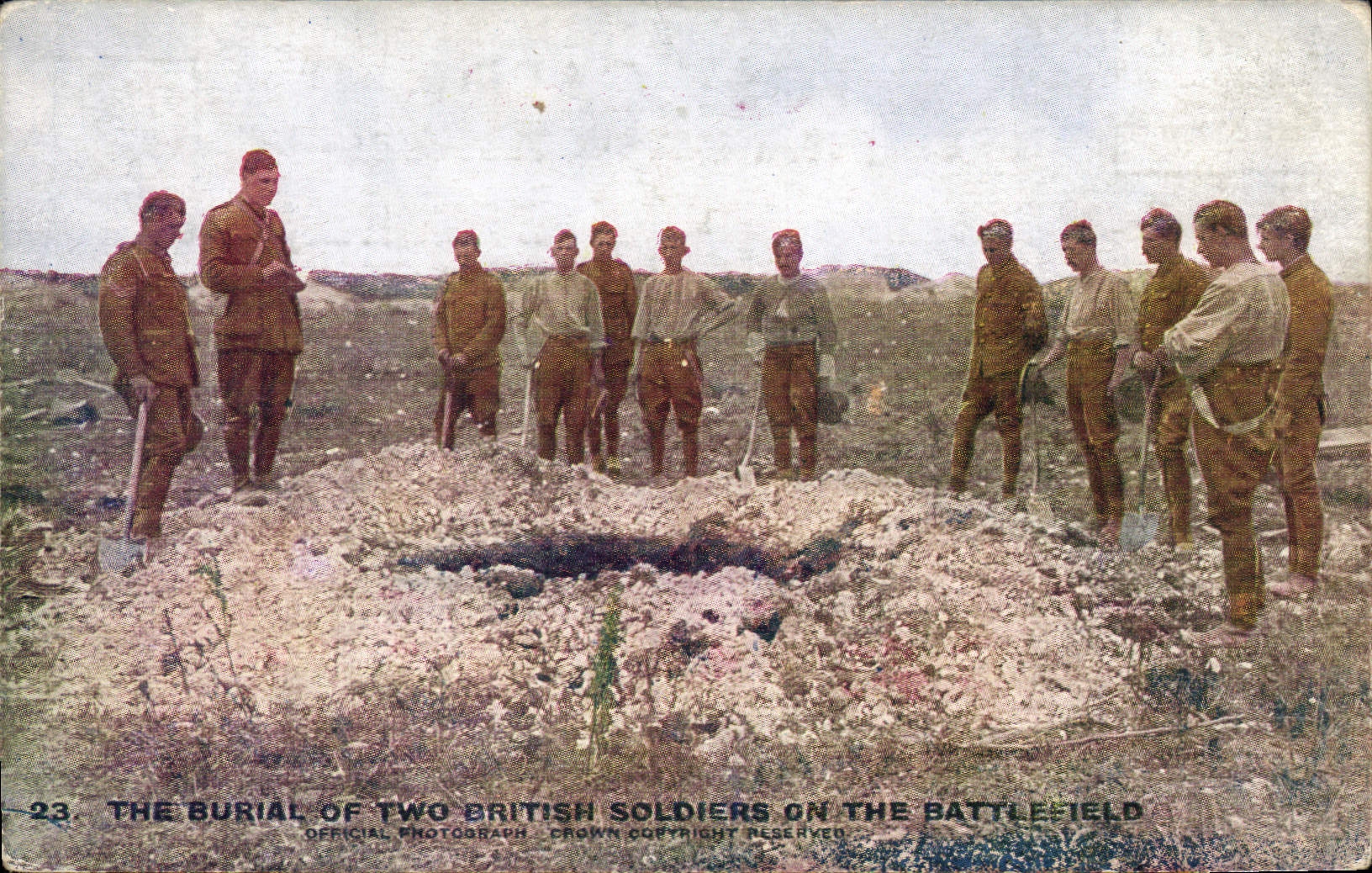 CPA Militaria The burial of Two British Soldiers on the battlefield 