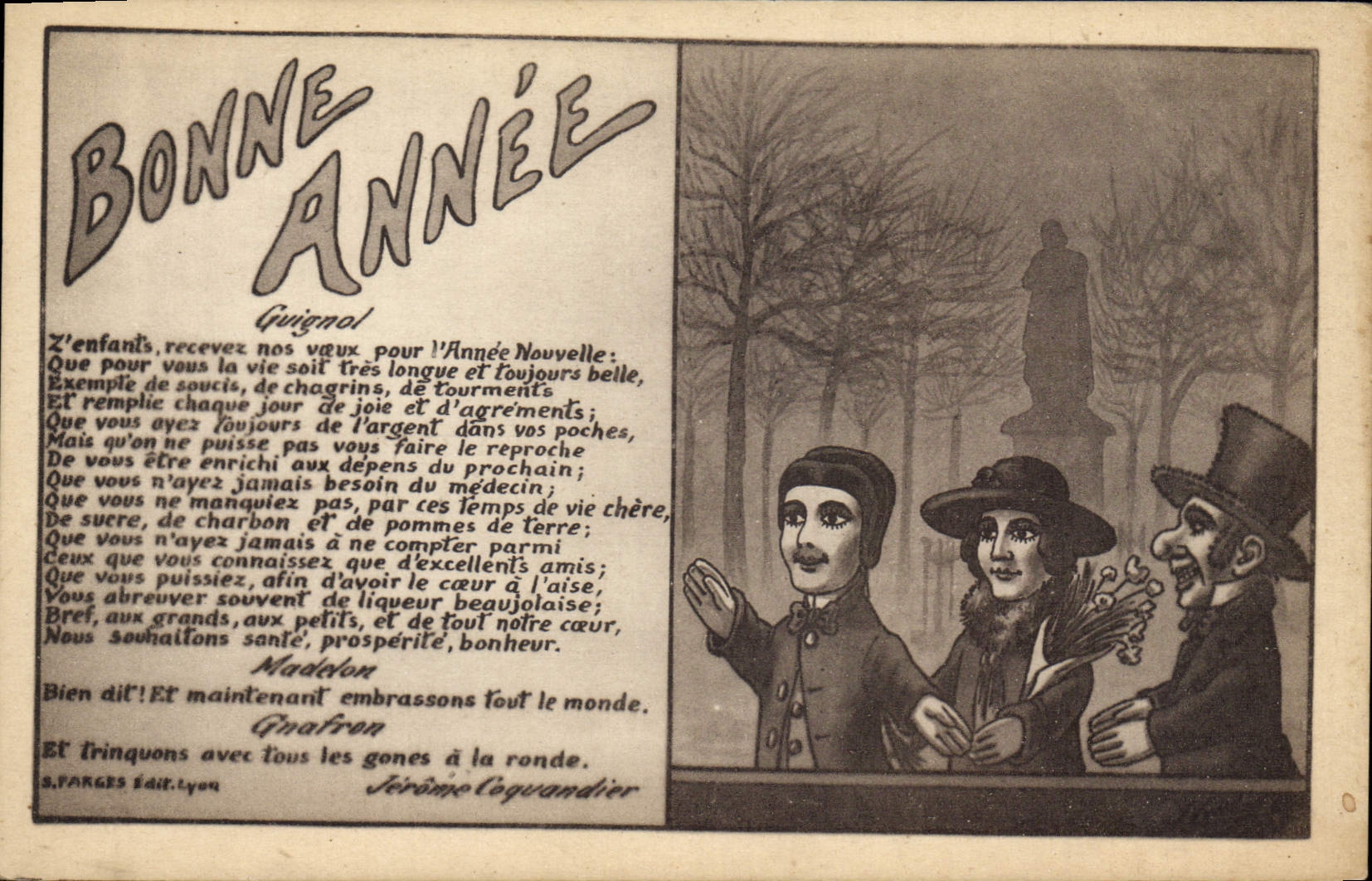 VINTAGE POSTCARD Puppets Happy New Year