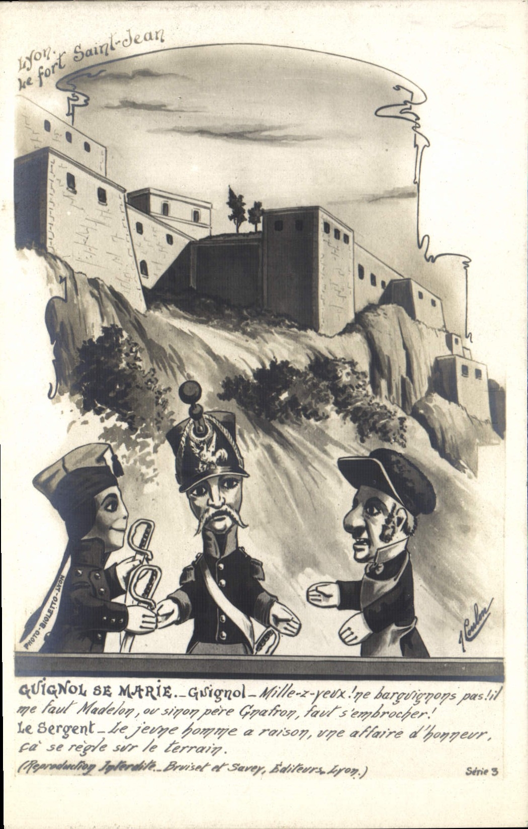 CPA Guignols Guignol se marie Lyon Fort Saint Jean