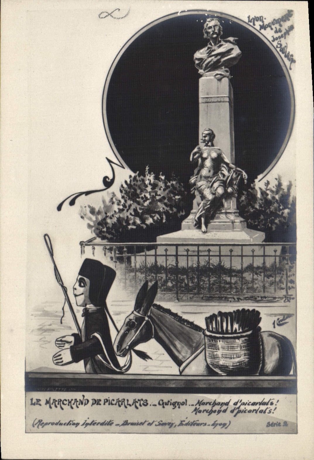 CPA Guignols Le marchand de Picarlats Guignol Lyon