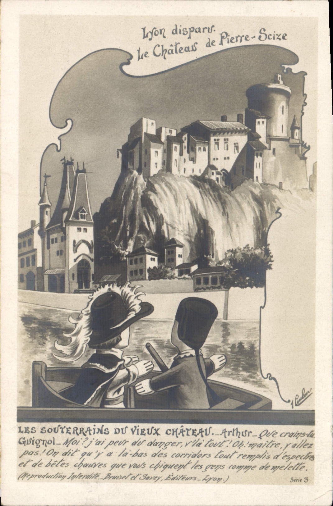 CPA Guignols Les souterrains du Vieux chateau Lyon disparu le chateau de Pierre Scize Guignol