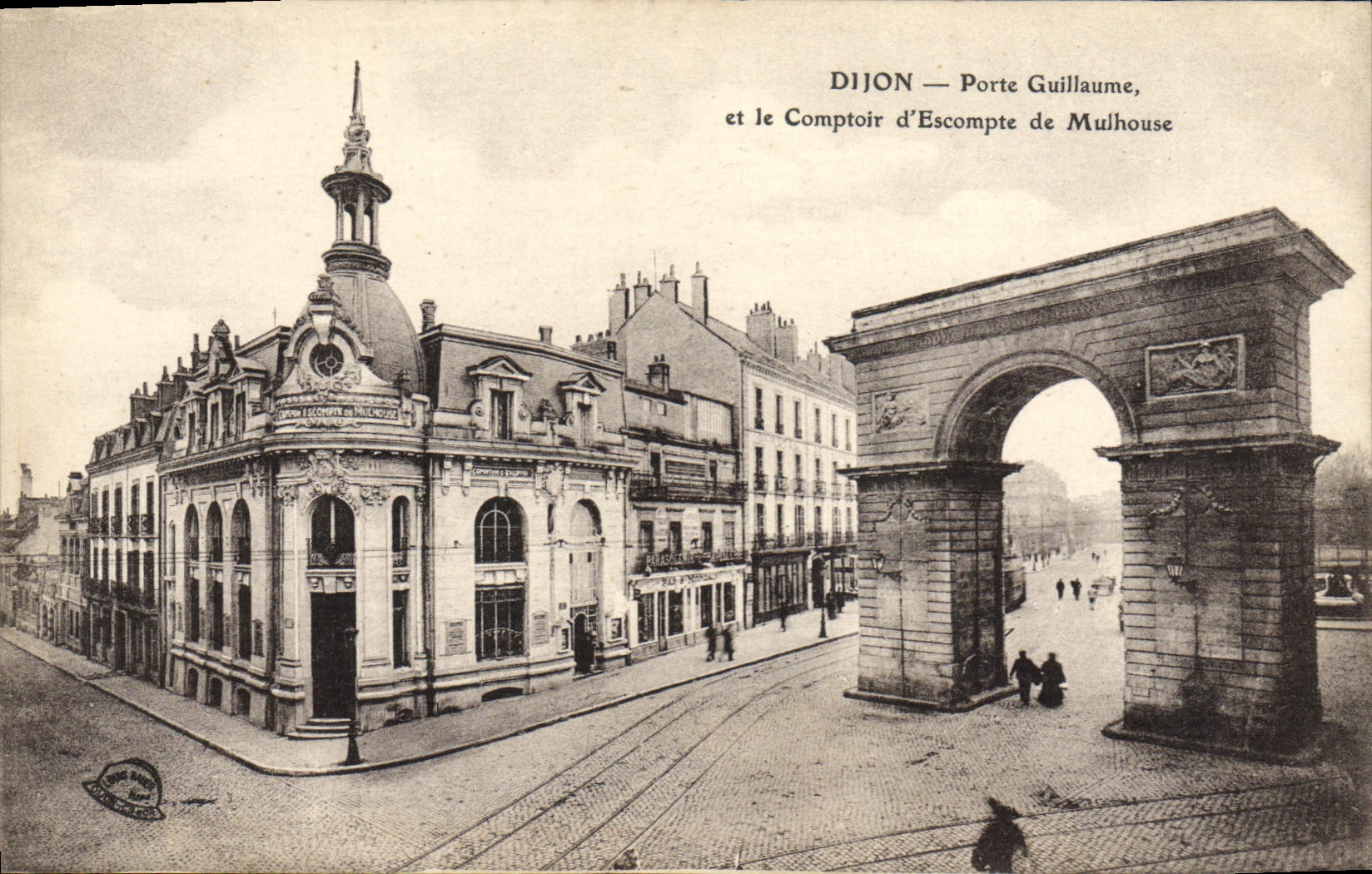 VINTAGE POSTCARD Banque Dijon Carries Guillaume and the Counter of Discount of Mulhouse