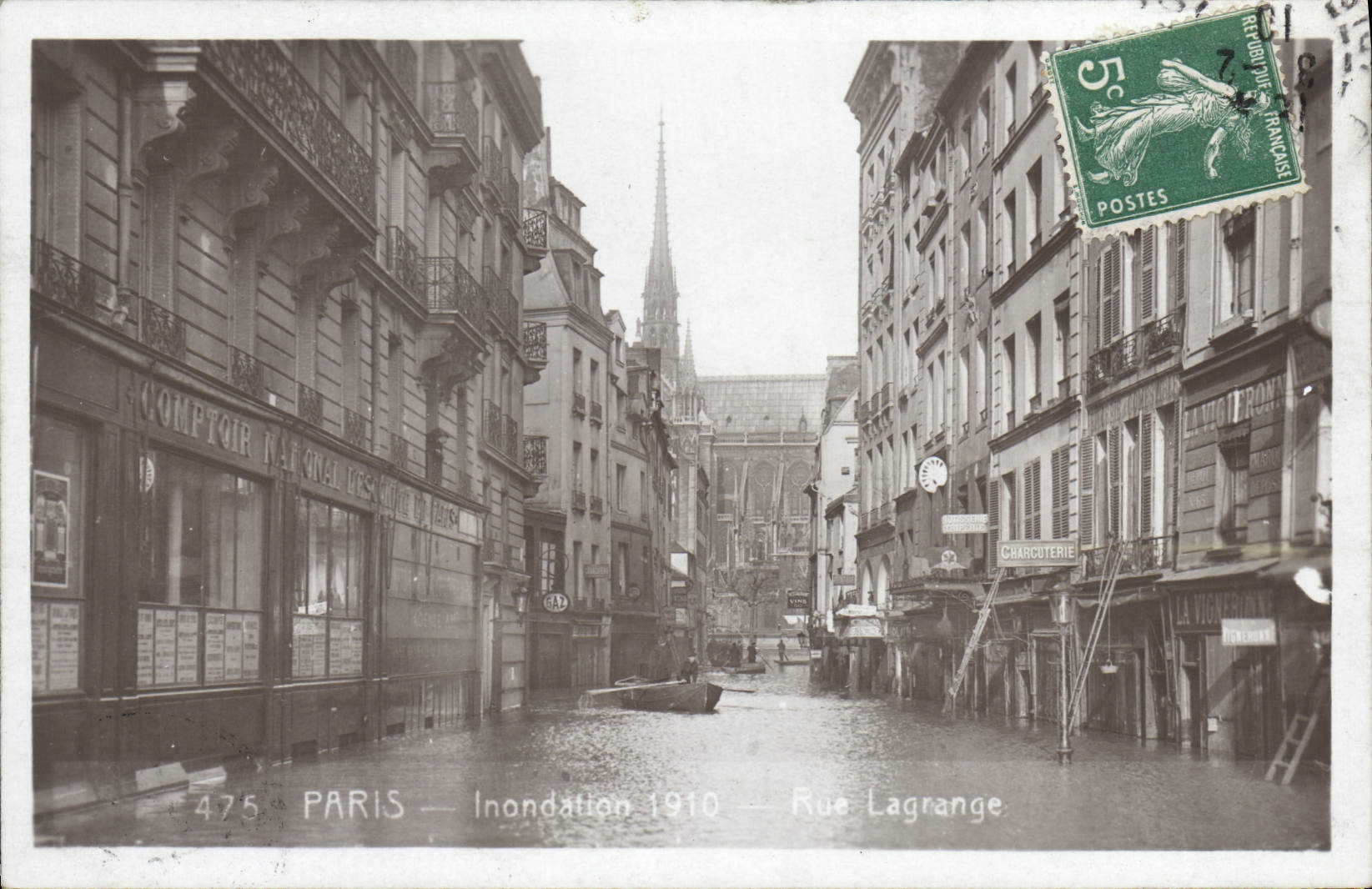 VINTAGE POSTCARD Bank Paris 1910 Rue Lagrange Floods