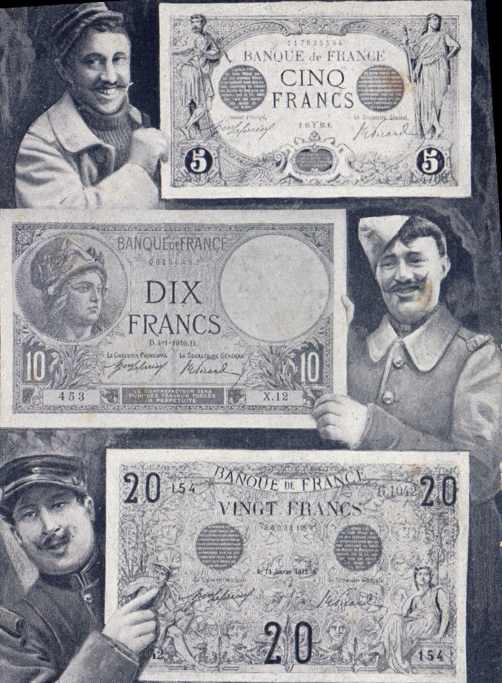 CPA Billets Cinq Francs Dix Francs Vingt Francs 