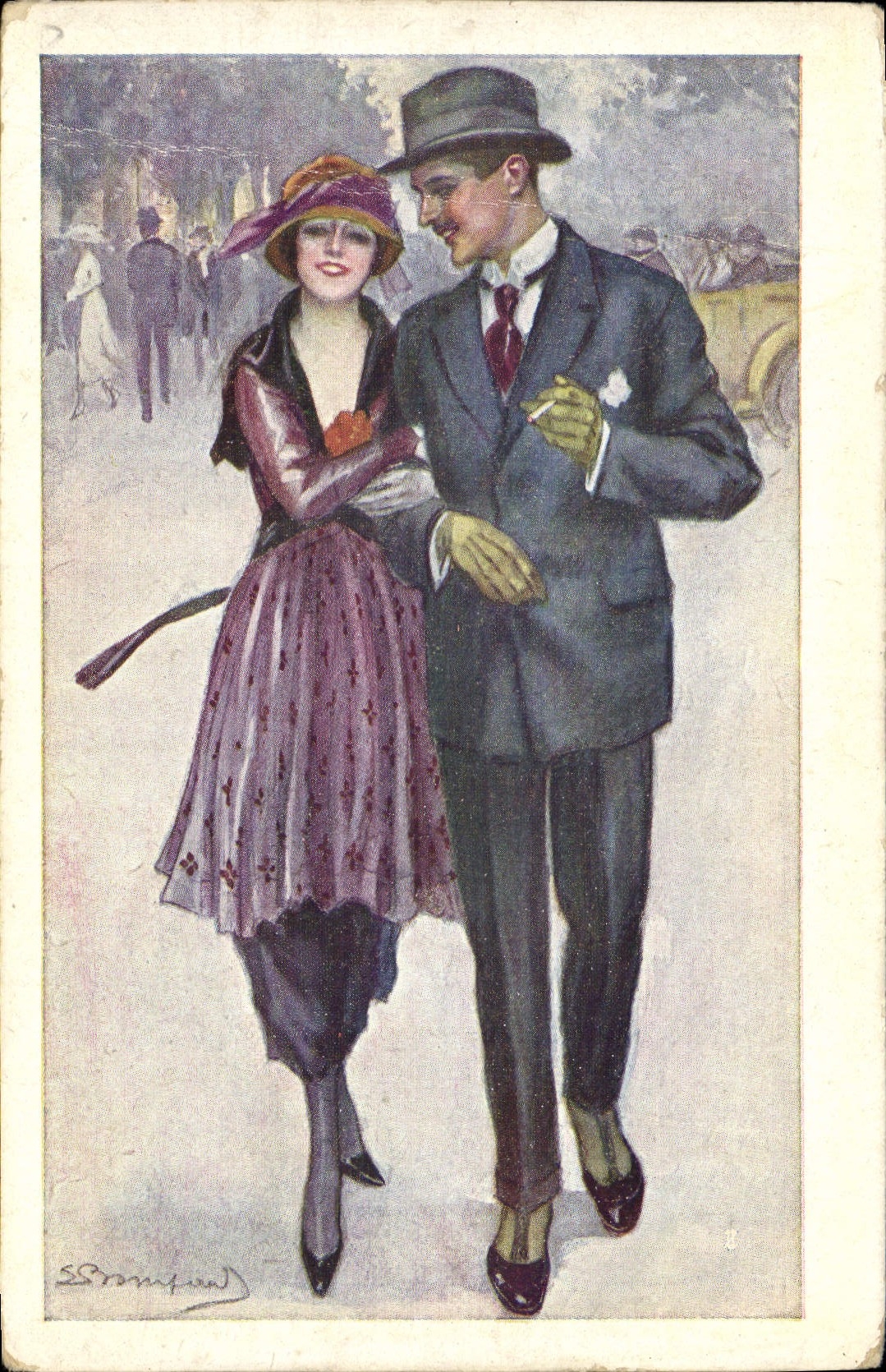 VINTAGE POSTCARD Fantasy Illustrator Bompard Woman