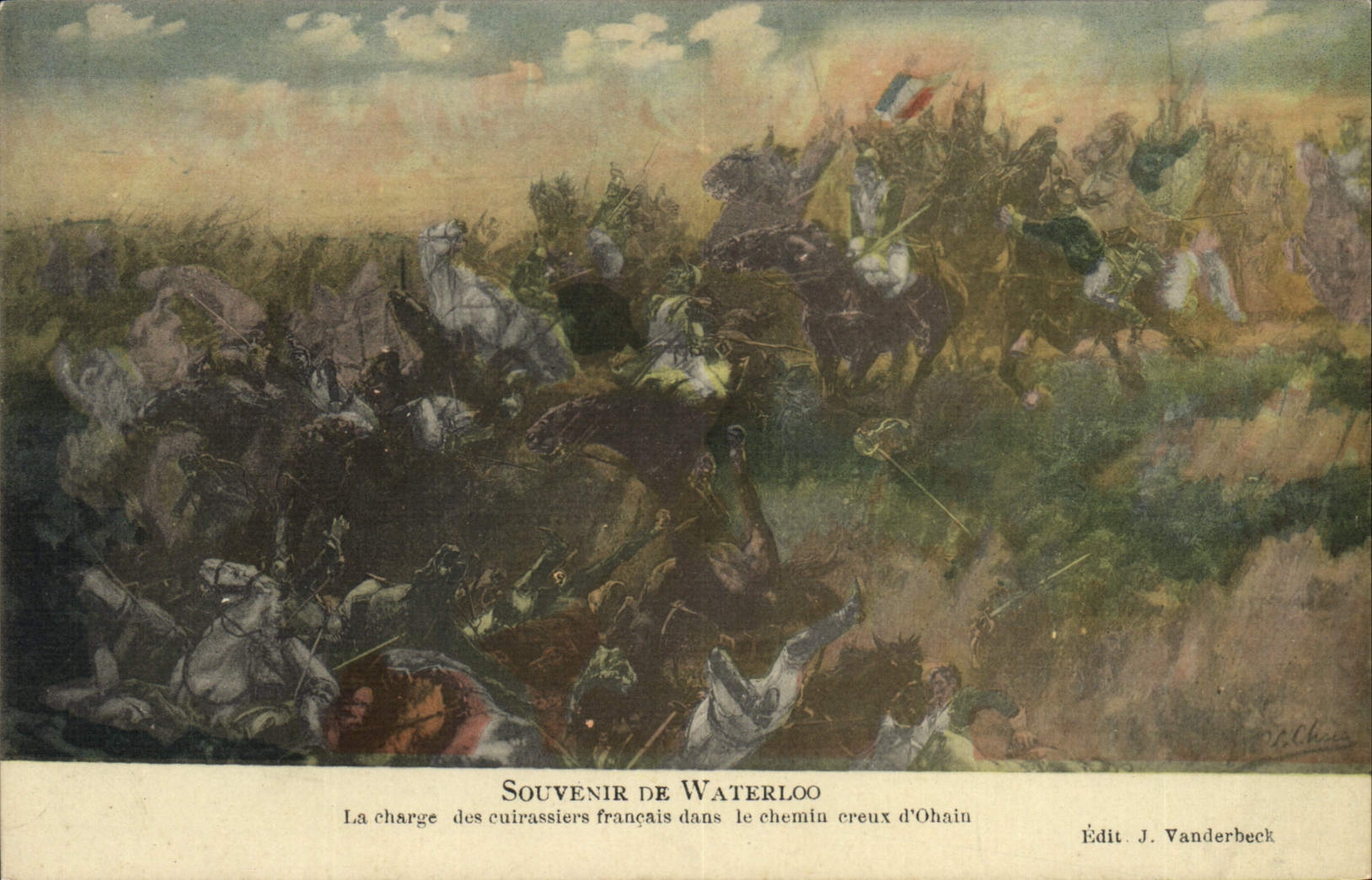 CPA Napoleon 1er Waterloo La charge des cuirassiers francais dans le chemin creux d'Ohain