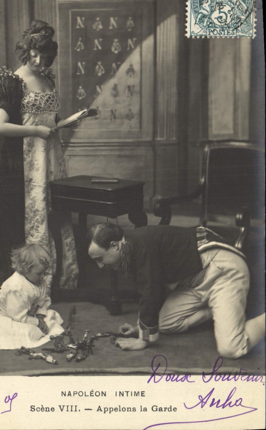 VINTAGE POSTCARD Napoleon 1st close friend Let us call the guard