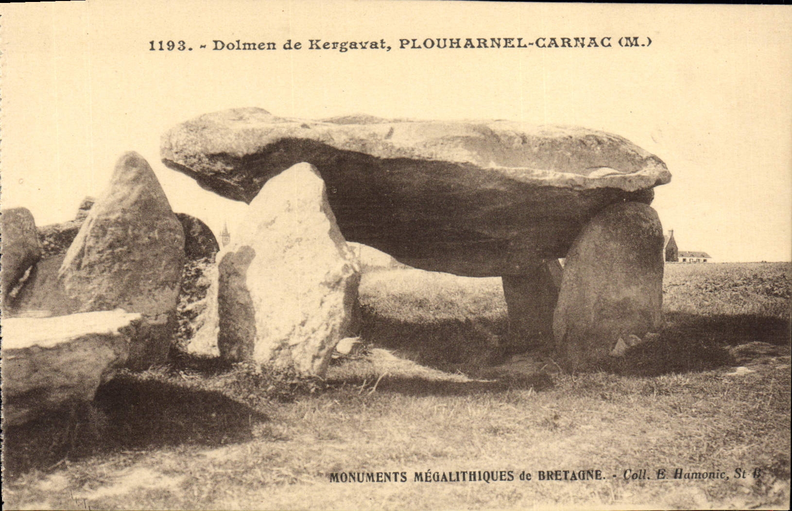 VINTAGE POSTCARD Dolmen of Kergavat Plouharnel Carnac Menhir