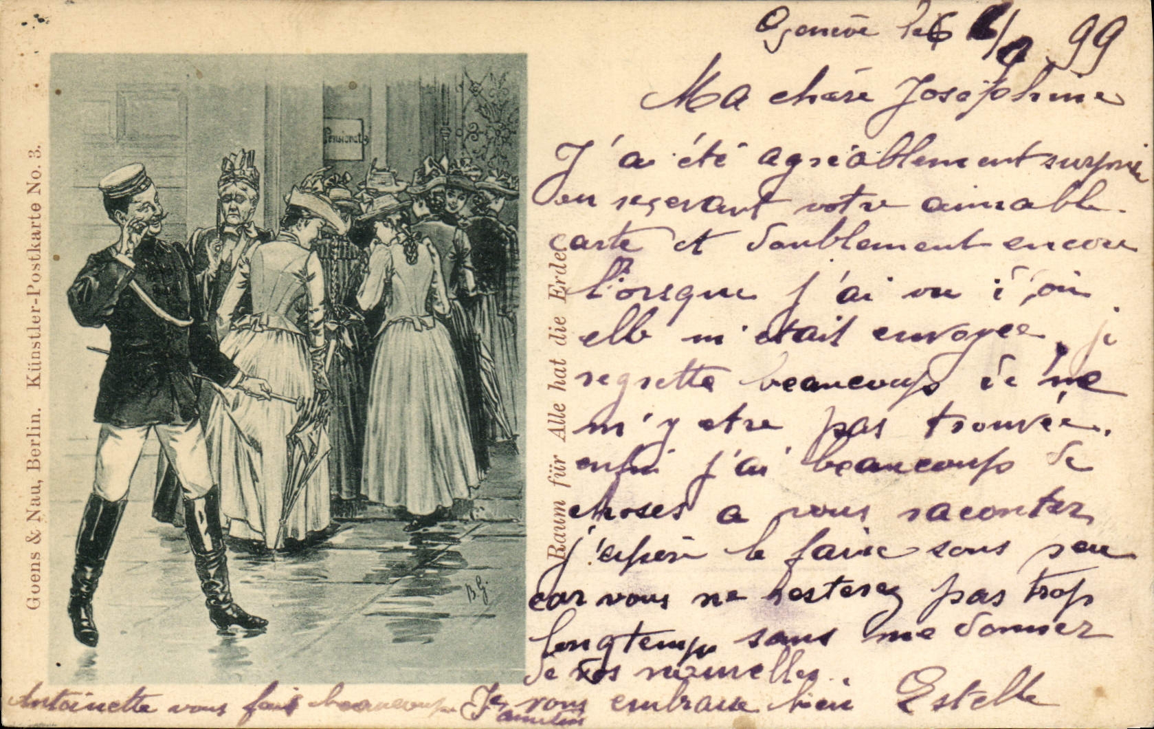 VINTAGE POSTCARD Fantasy Illustrator Raum fur Ale hat die Erde Chart 1899