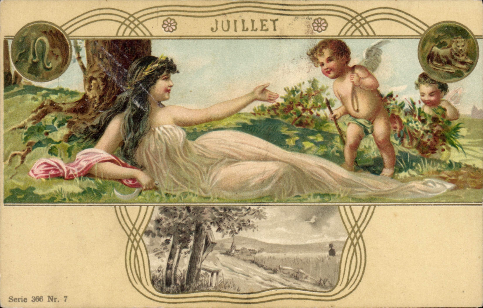 VINTAGE POSTCARD Fantasy Illustrator Angel July