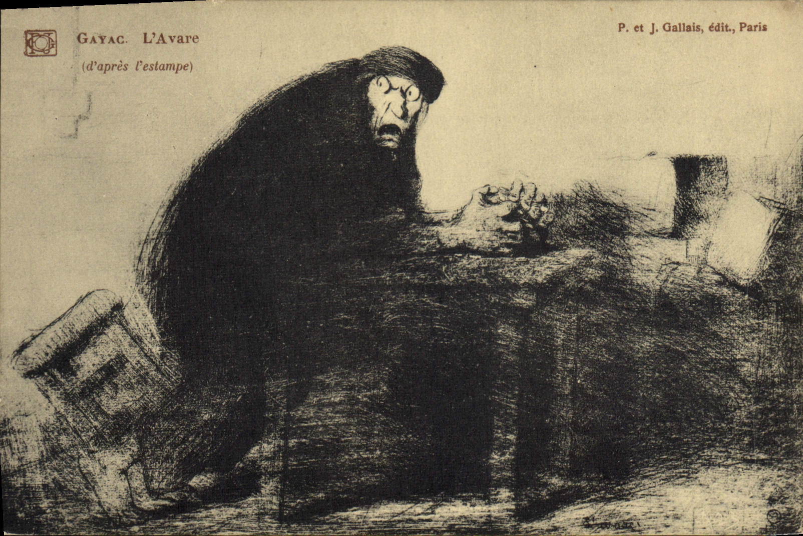 VINTAGE POSTCARD Fantasy Gayac Illustrator the miserly one