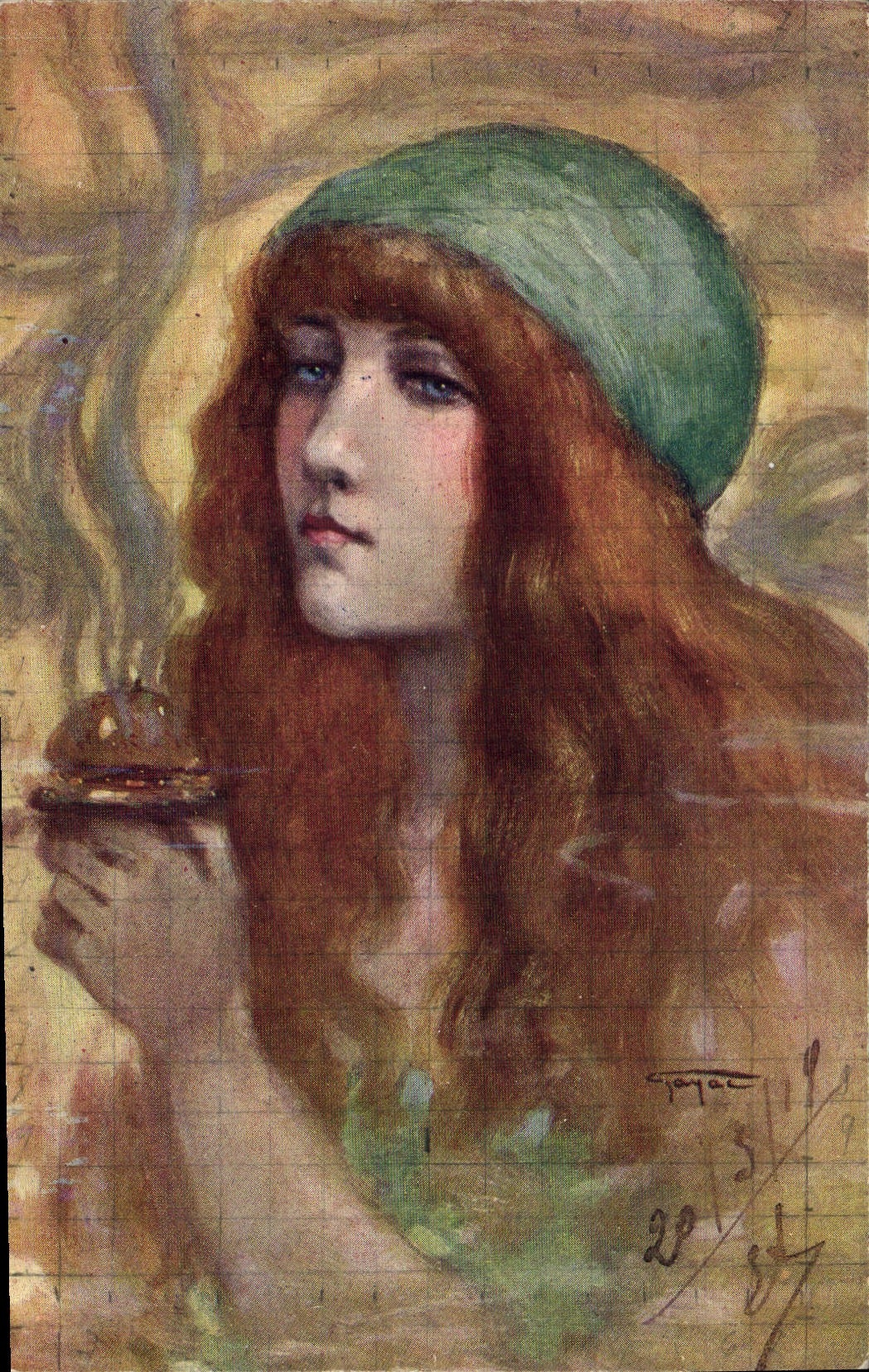 VINTAGE POSTCARD Fantasy Gayac Illustrator the flaring perfumes