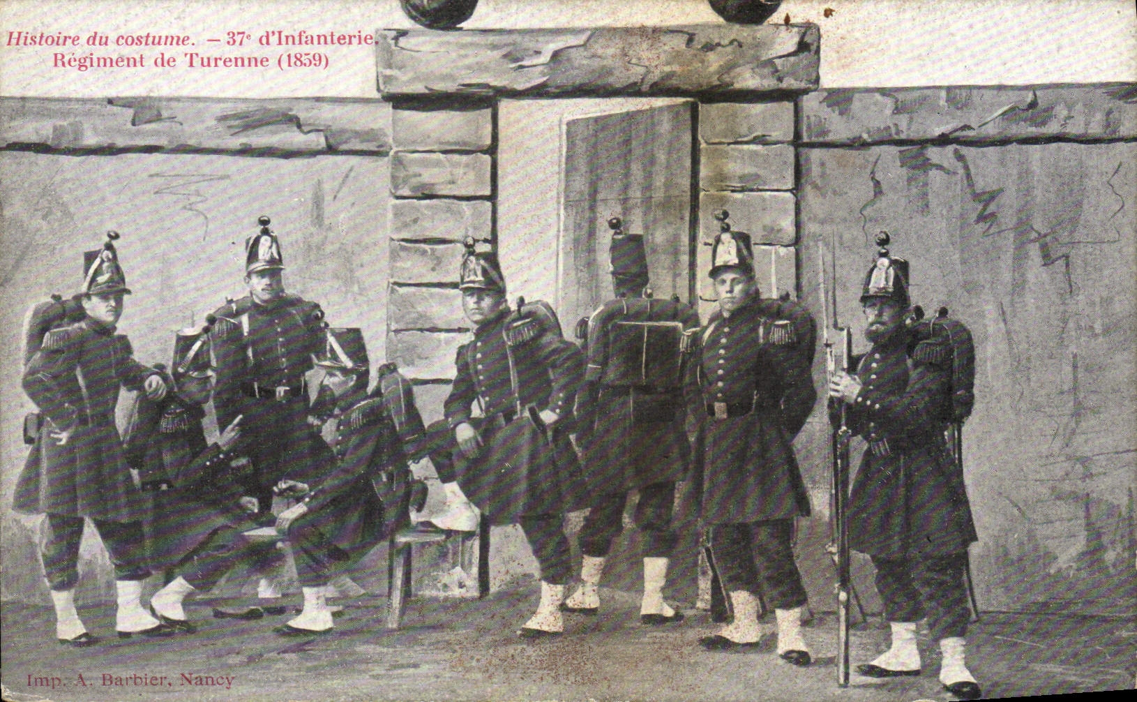 VINTAGE POSTCARD Militaria 37eme of infantry Regiment of Turenne 1859